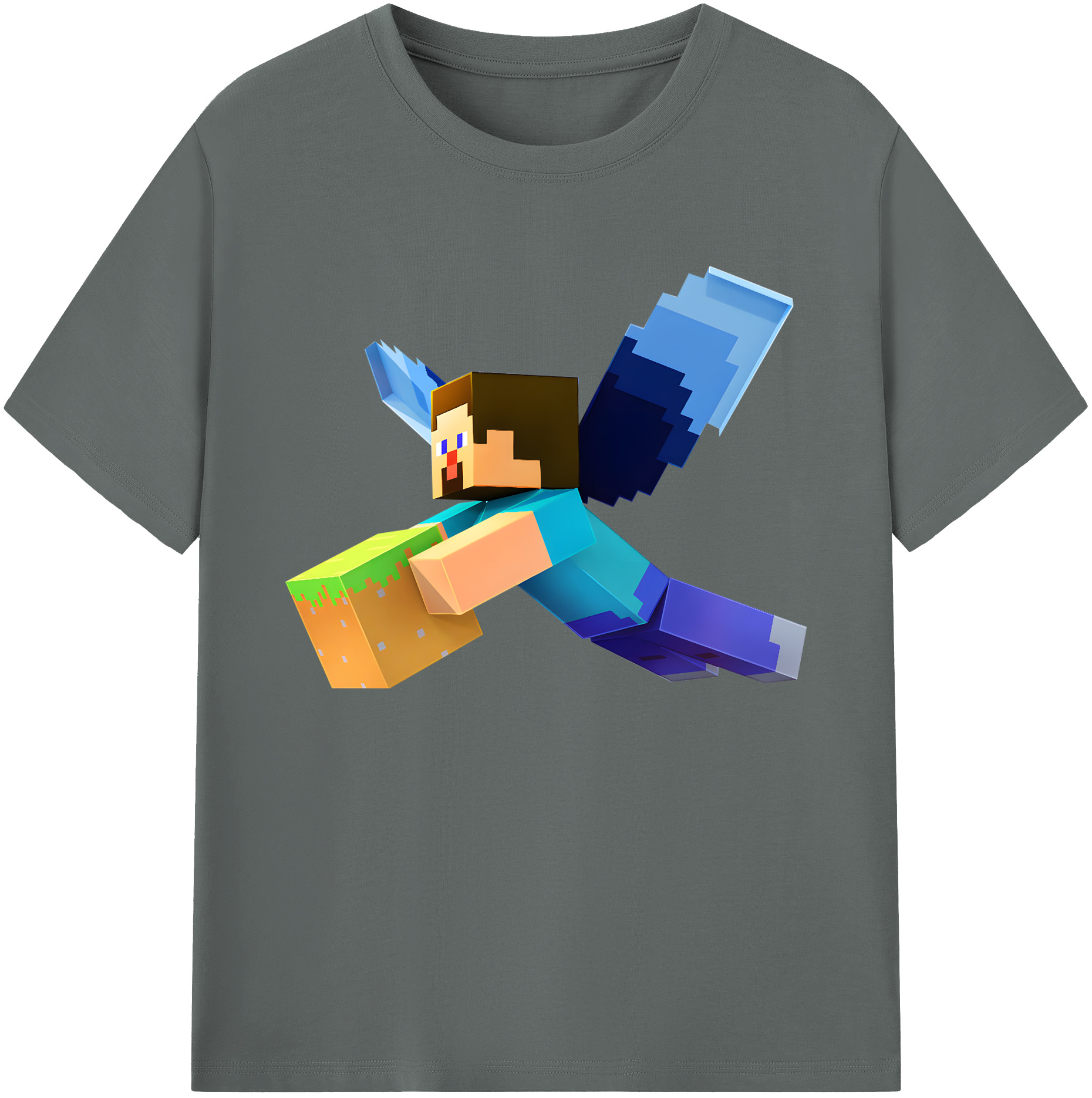 （画像用） マインクラフト ブロックの世界 Minecraft MC Block world 綿100％ メンズ半袖Tシャツ｜肌触りやわらか＆通気性